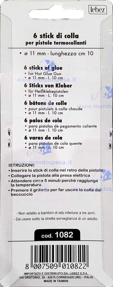Lebez 1084 Colla In Stick 50 Pezzi: Diametro 7.2mm, Per Pistole Termocollanti, Adesivo Universale Per Legno, Metallo, Plastica, Vetro